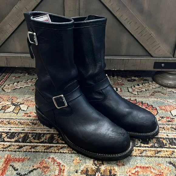 Chippewa | Shoes | Chippewa Engineer Black Leather Boots Mens 5 Ee 